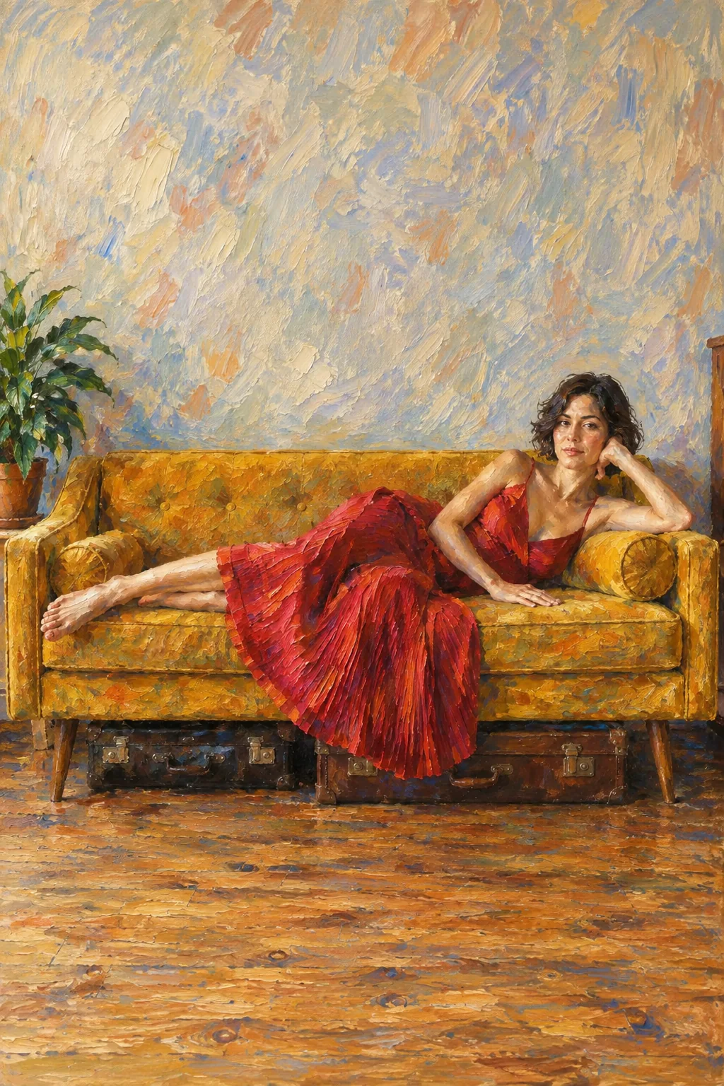 Impressionist canvas result using the same source photograph
