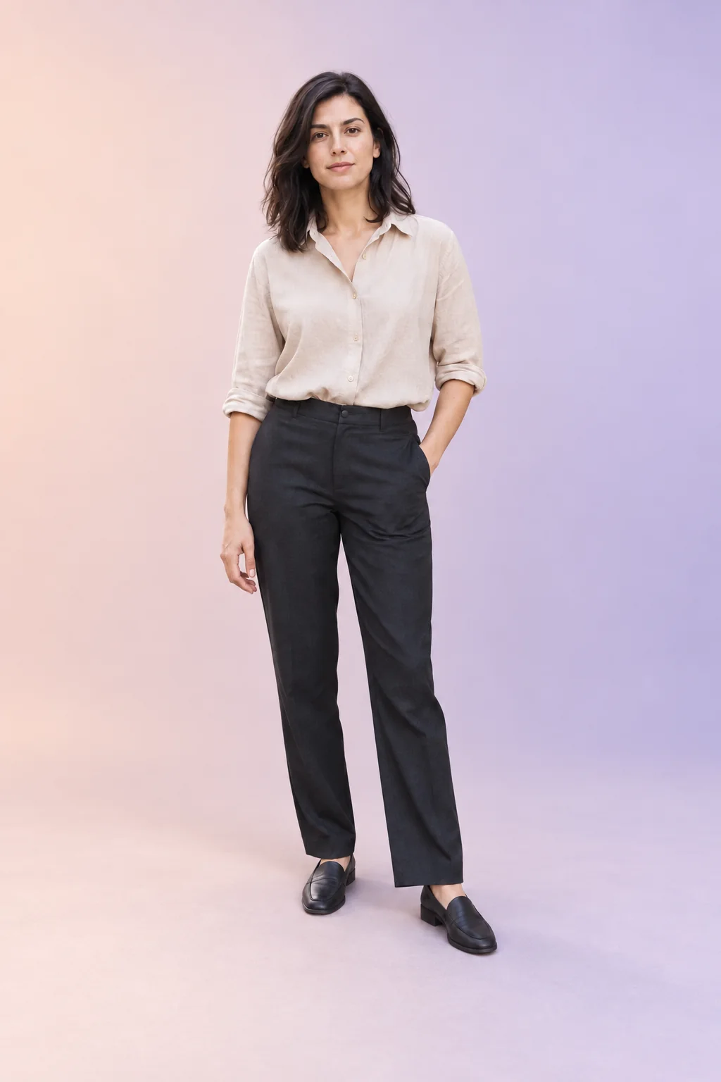 Pastel editorial backdrop result using the same source photograph