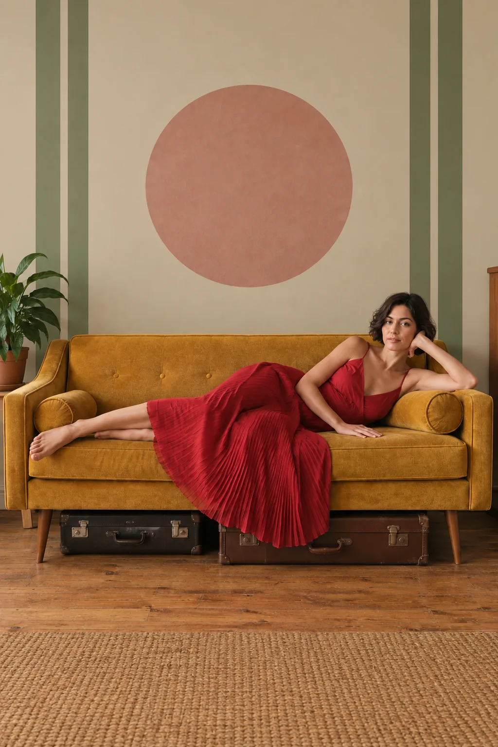 Symmetrical retro editorial result using the same source photograph